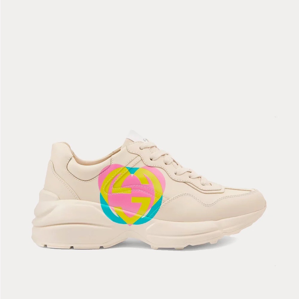 Gucci - Rhyton Heart Ivory Low Top Sneakers 37.5